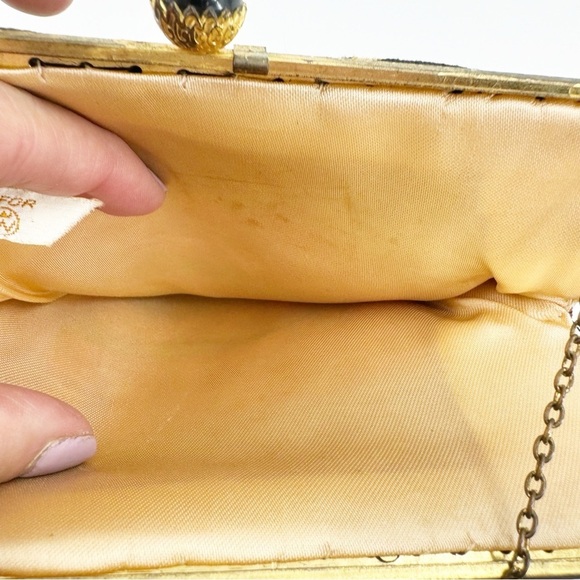 ✅ VINTAGE Walborg French Tapestry Purse Garden Scene WITH Chain 1940-1950'S - Picture 7 of 7